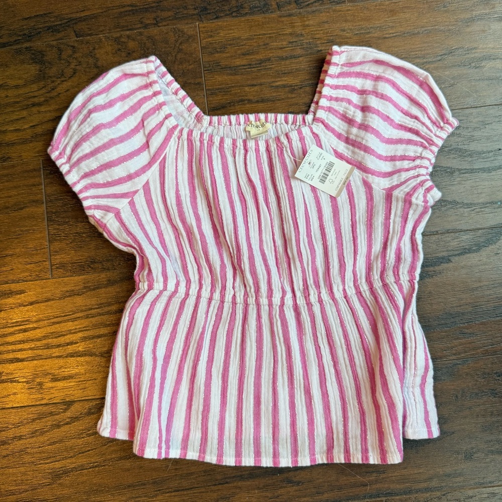 Crewcuts Pink and White Striped Blouse